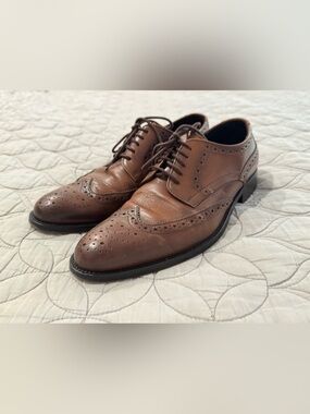 To Boot New York Wesley Wingtip Shoes - Made In Italy - Cognac Brown - size 8